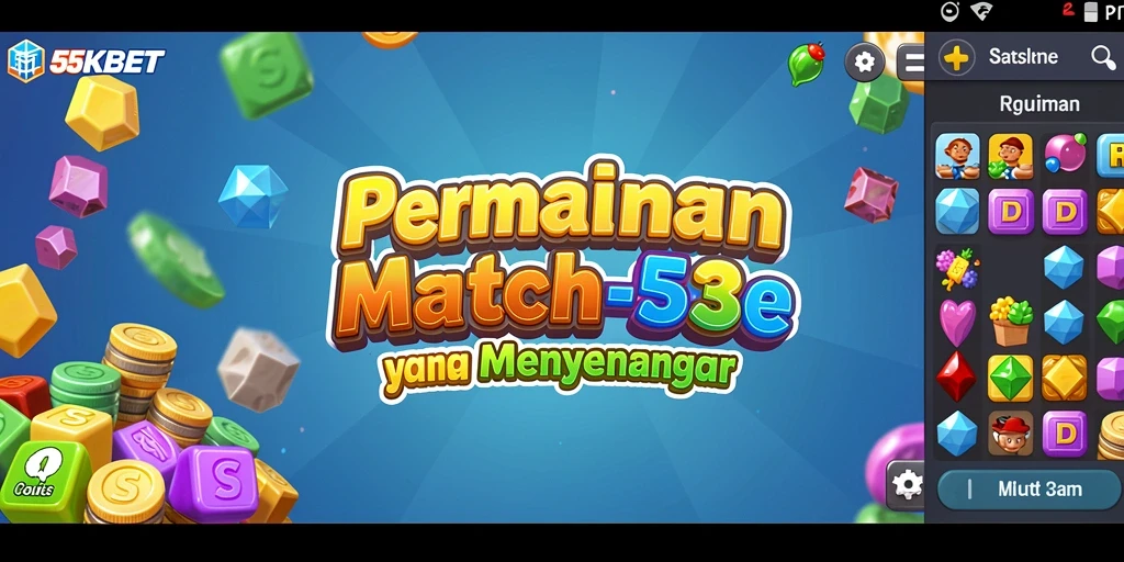 Tampilan gameplay seru dari 55KBET dengan permata berwarna-warni.