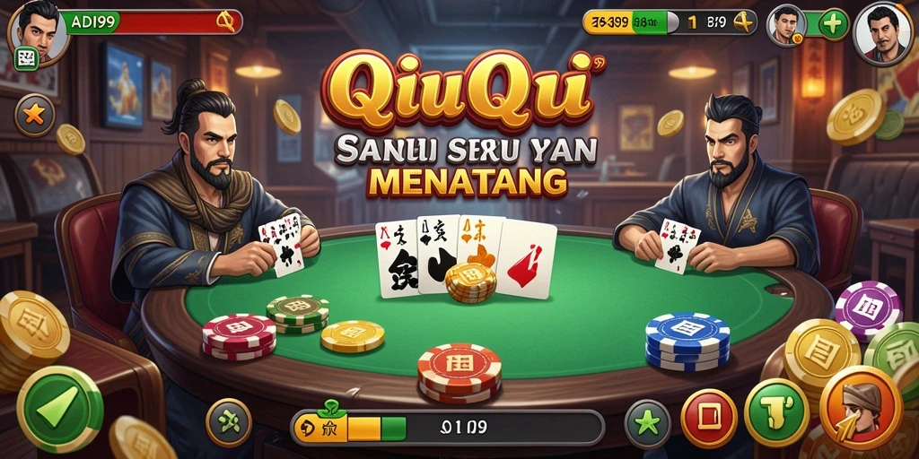 Tampilan gameplay seru dari ADI99 dengan kartu QiuQiu.