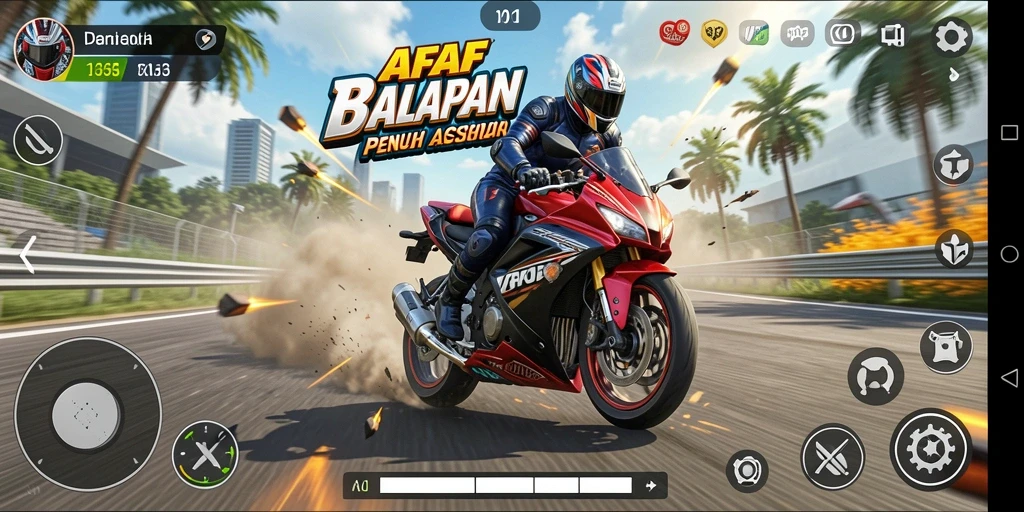 Tangkapan layar AFAF menampilkan balapan motor yang penuh adrenalin.