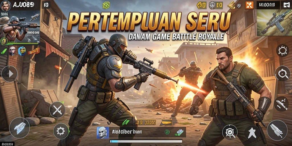 Screenshot AJO89 menampilkan aksi pertempuran Battle Royale yang intens.