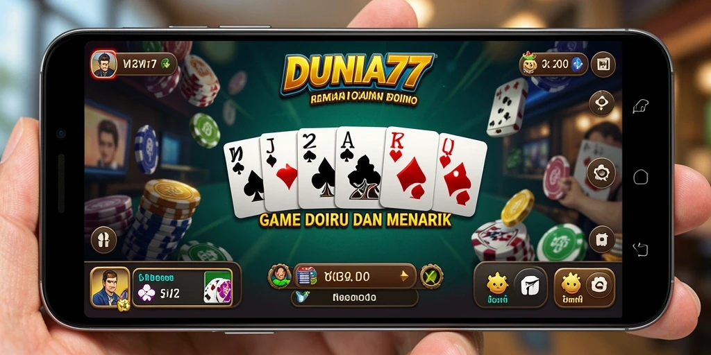Screenshot DUNIA77 menampilkan gameplay Domino yang seru dan interaktif.