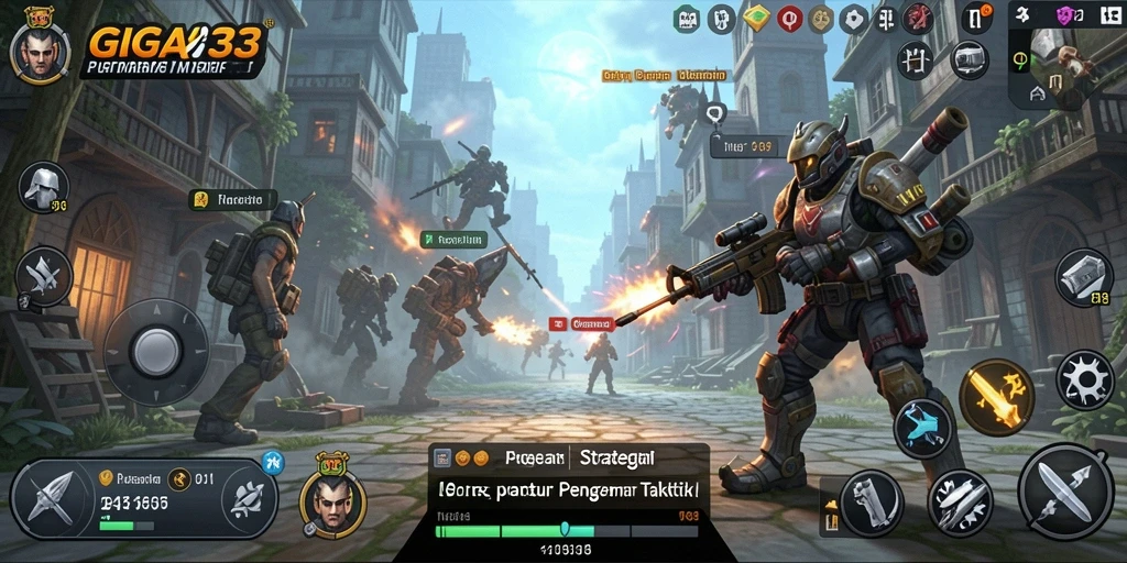 Screenshot GIGA33 menunjukkan aksi taktik yang mendebarkan dalam gameplay strategi.