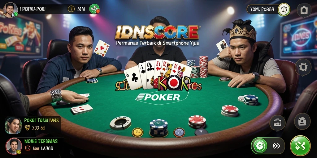 Tampilan menarik dari gameplay Poker di IDNSCORE.