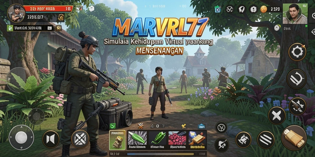 Tangkapan layar gameplay MARVRL77 dengan dunia virtual yang interaktif.