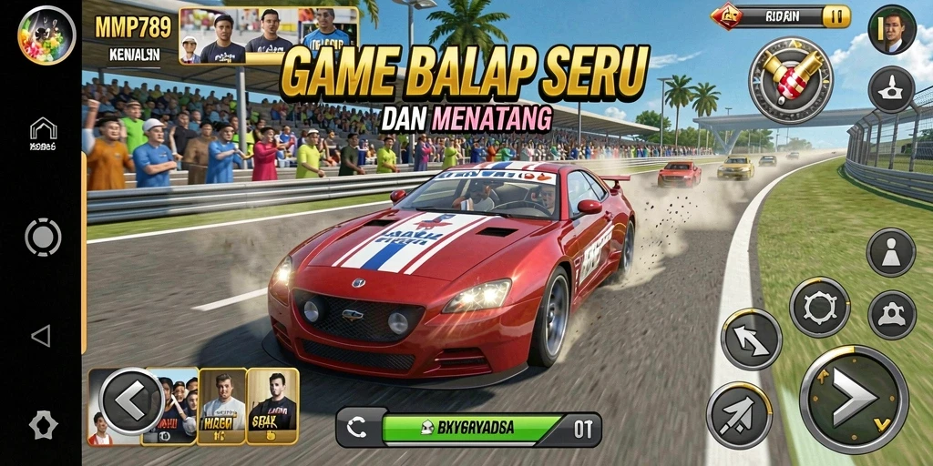 Tampilan utama gameplay MVP789 yang menegangkan saat balapan.