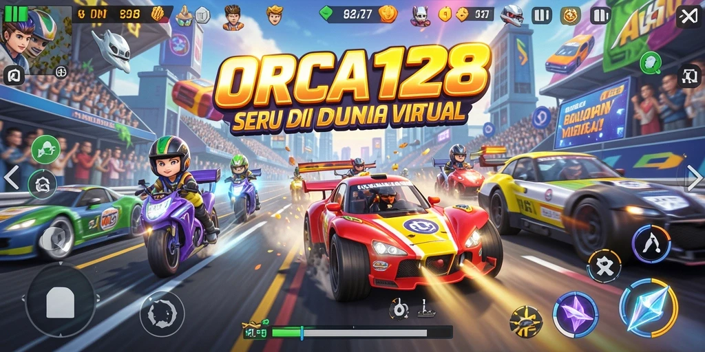 Gameplay balapan seru di ORCA128 yang memukau.