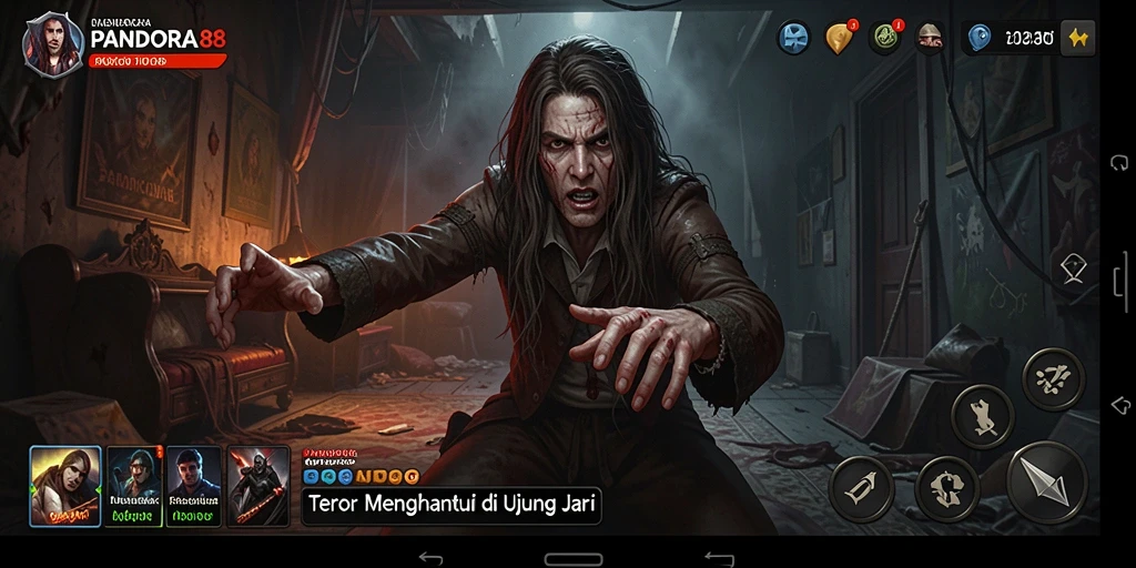 Tangkapan layar gameplay PANDORA88 menampilkan suasana mencekam dan visual yang menakutkan.