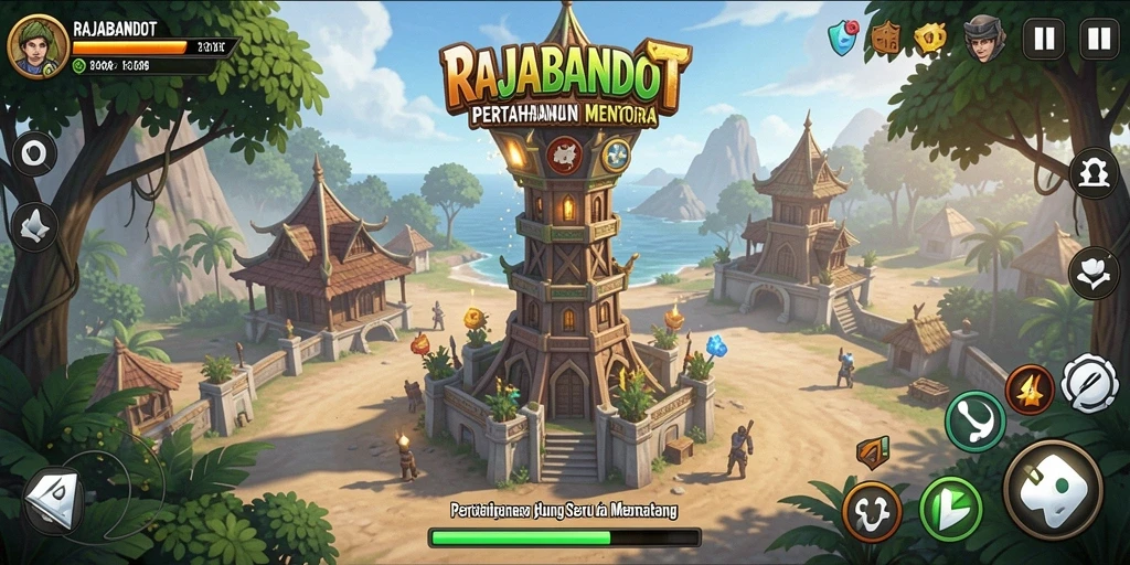 Tampilan gameplay yang menarik dari RAJABANDOT saat mempertahankan menara.