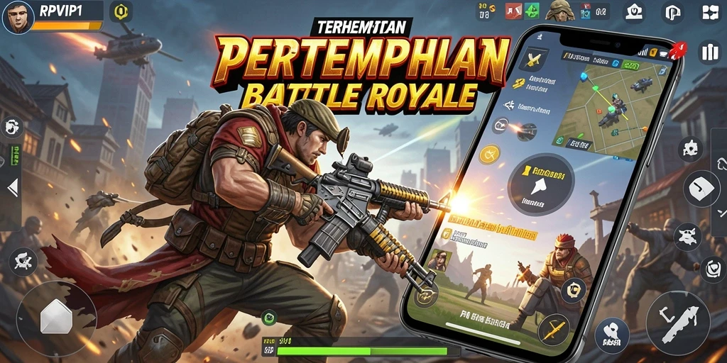 Screenshot RPVIP1 menampilkan aksi pertempuran seru dalam mode Battle Royale.