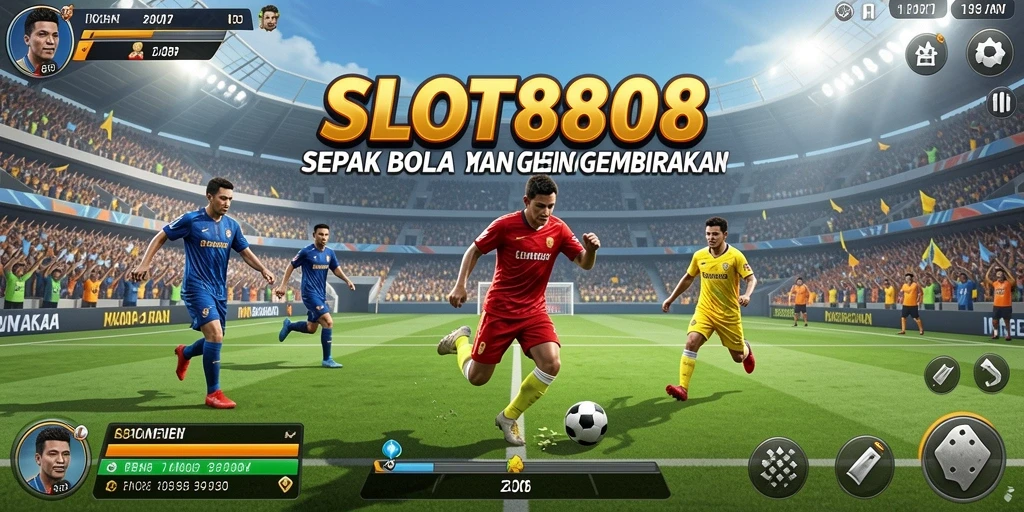 Tampilan pertandingan seru dalam SLOT8808 dengan aksi sepak bola yang menegangkan.