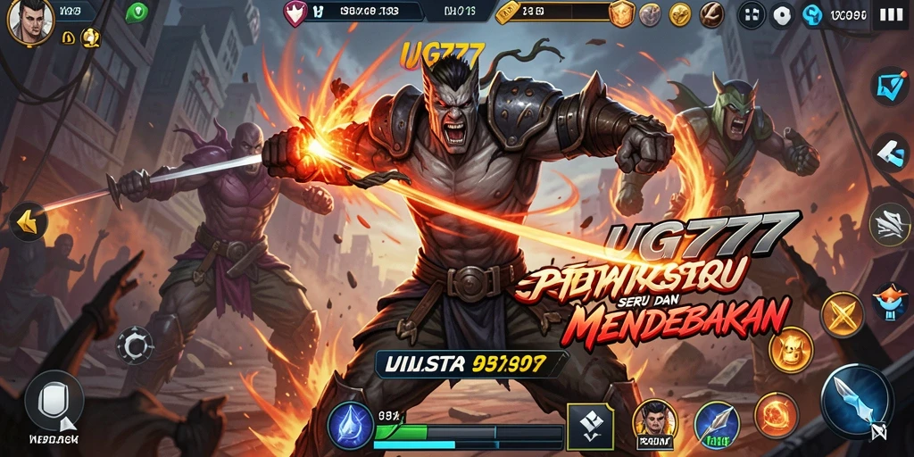 Screenshot menunjukkan aksi pertarungan yang mendebarkan dalam UG777.