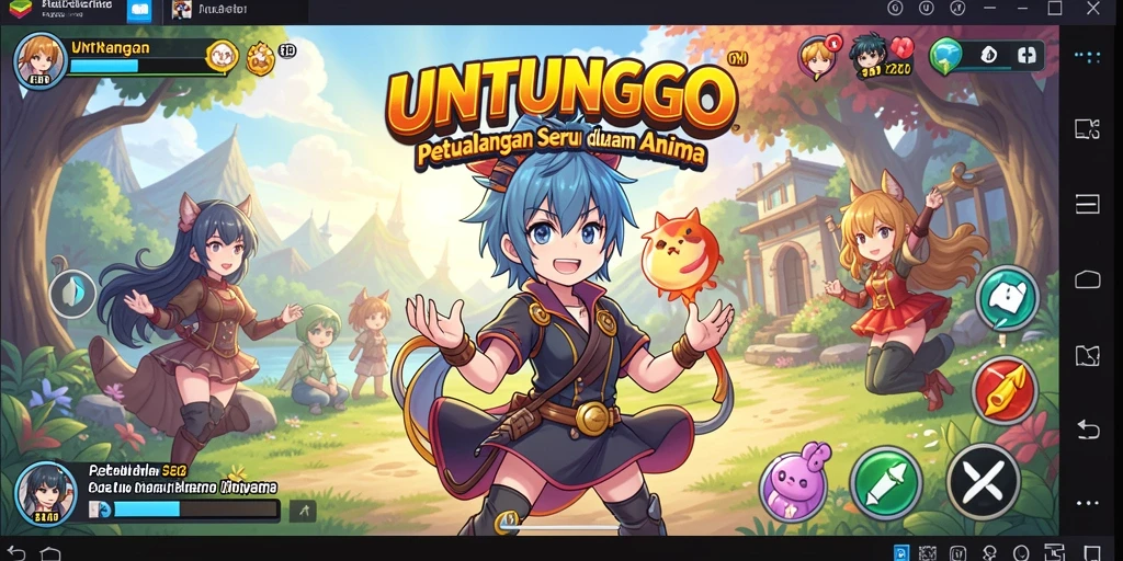 Tampilan menarik dari gameplay di UNTUNGGO dengan karakter Anime.