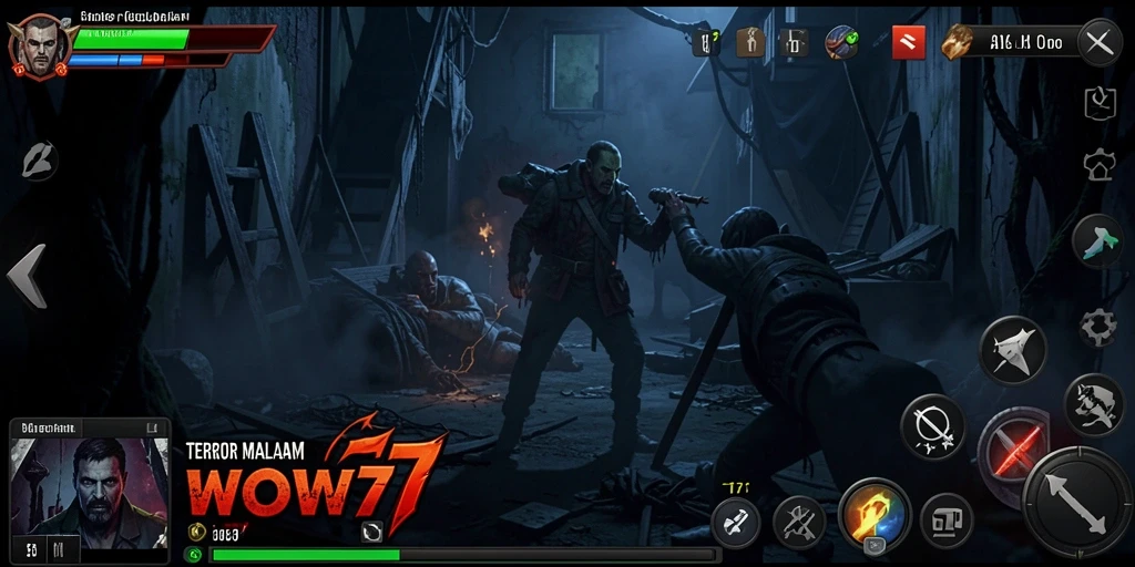 Menampilkan gameplay mencekam di dunia kegelapan WOW77.